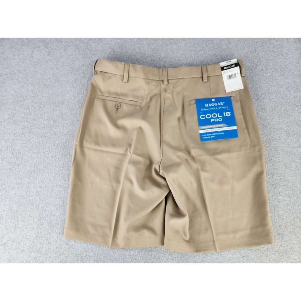 Haggar Cool 18 Pro Flat Front expandable Khaki Beige Stretch Golf Mens SZ 36 NWT - Picture 10 of 10